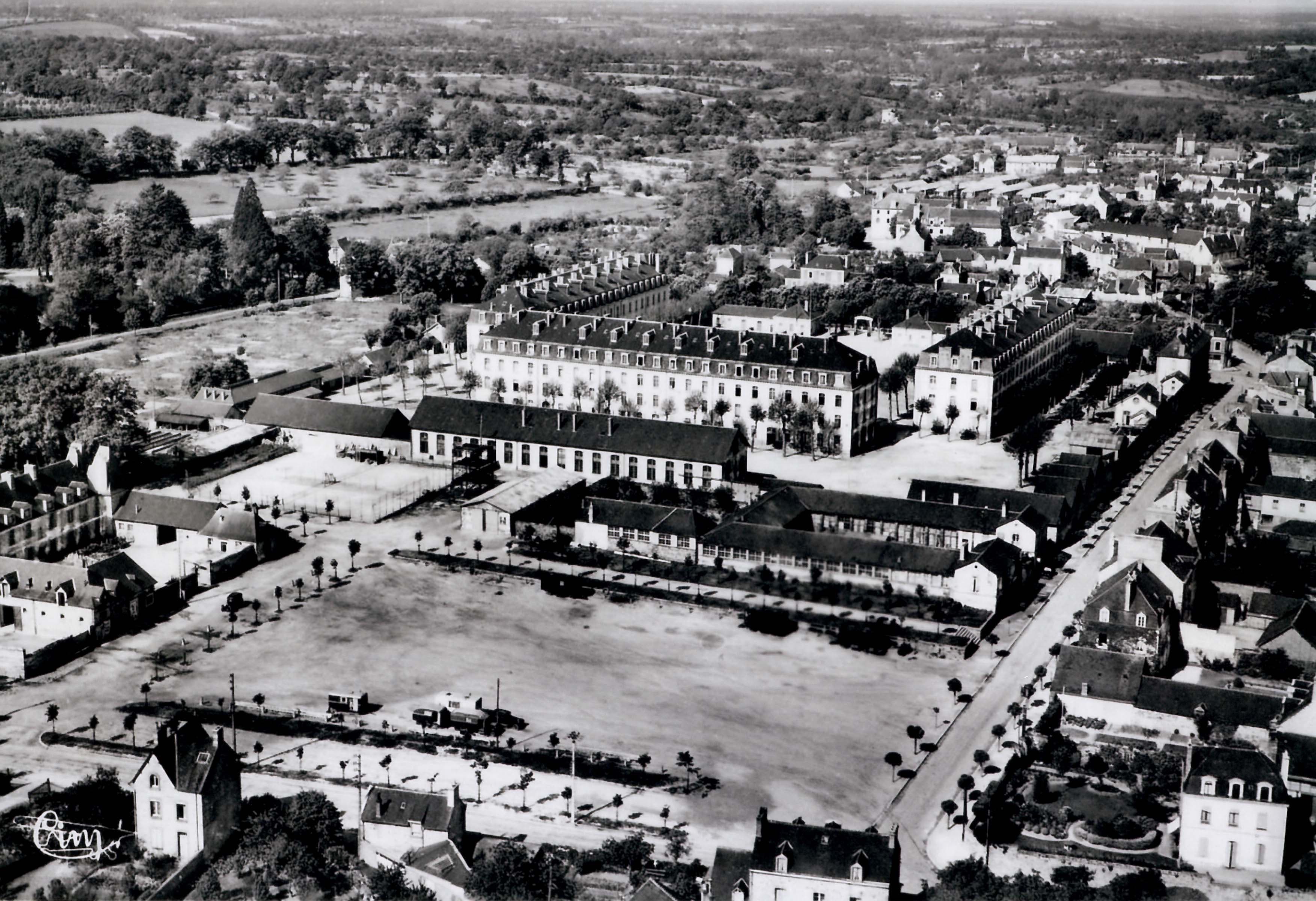 Aerial view of the Place du Champ de Foire in Vitré